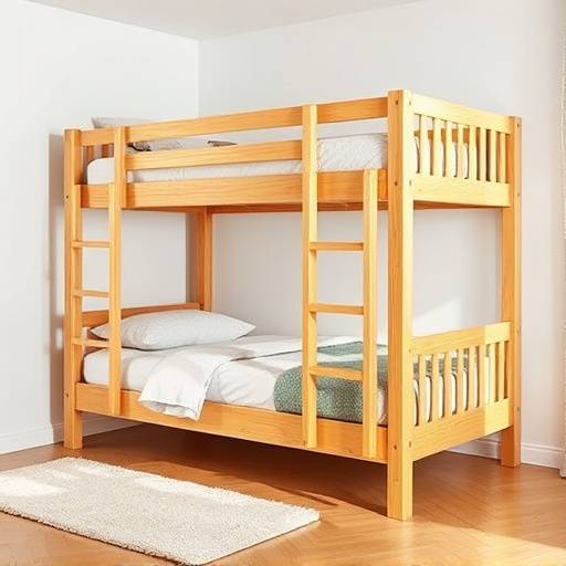 Full-size bunk bed with a natural wood finish and sturdy construction