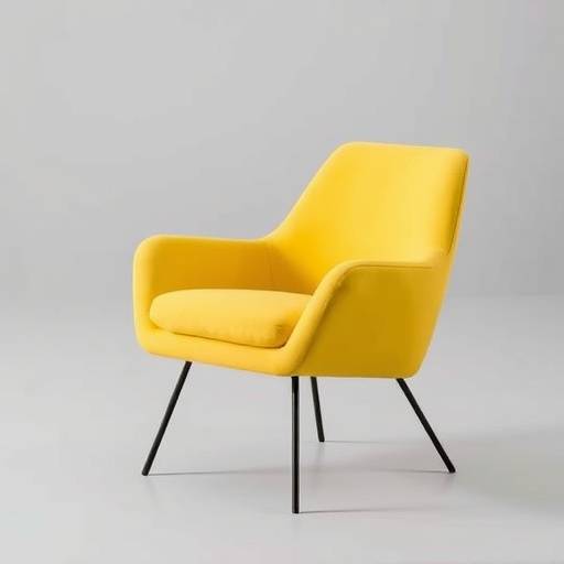 Modern yellow accent chair with black metal legs